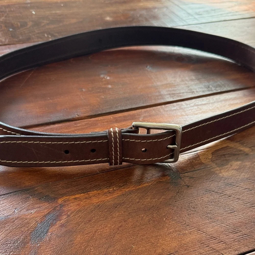 FootJoy Dark Brown Leather Belt with White Stitching Size 42